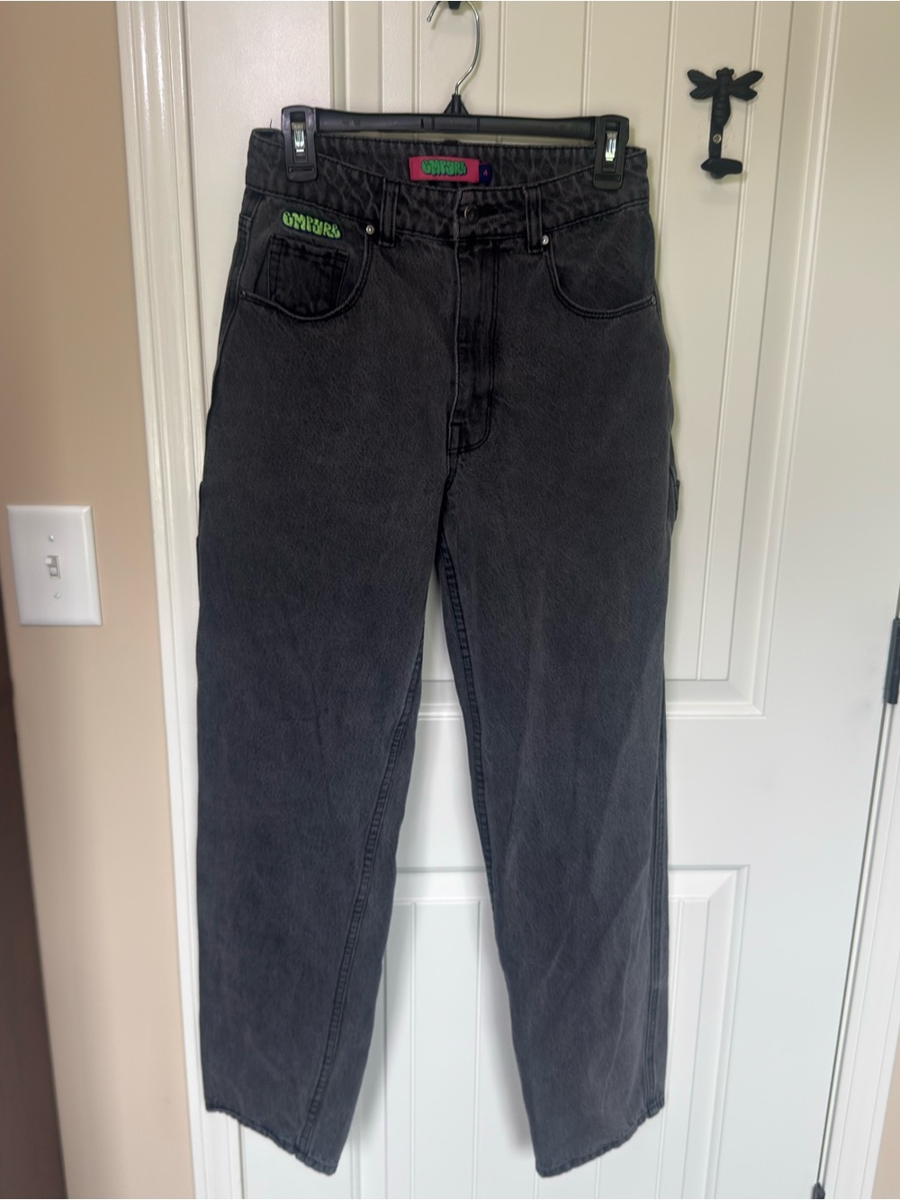 Empyre Women's Black Washed Straight-Leg Jeans